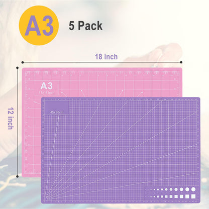 5 PCS Self Healing Cutting Mat 12" x 18": Sewing Rotary Cutting Mat for Crafts and Fabric Sewing Scrapbooking Quilting and Precision Cutting (5, Green)