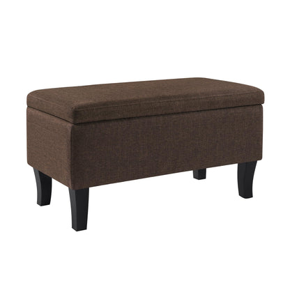 Convenience Concepts Designs4Comfort Winslow Storage Ottoman Bench 32" - Transitional Upholstered Footstool & Seat, for Living Room, Entryway, Hallway, & Bedroom, Medium Brown Fabric