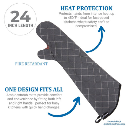 San Jamar 800FG24 BestGuard Commercial Heat Protection Up to 450° F Oven Mitts (Pair), 24" Length, Tan, 1 Count (Pack of 1)