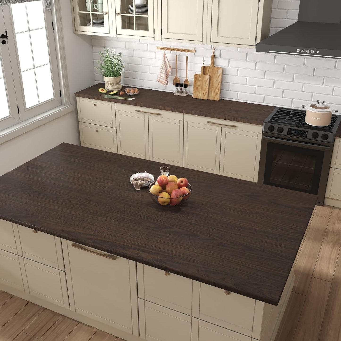 24Inx118In BAYYA Walnut Contact Paper Thick Matte Brown Wood Wallpaper Roll Peel Stick Kitchen Wallpaper Self-Adhesive