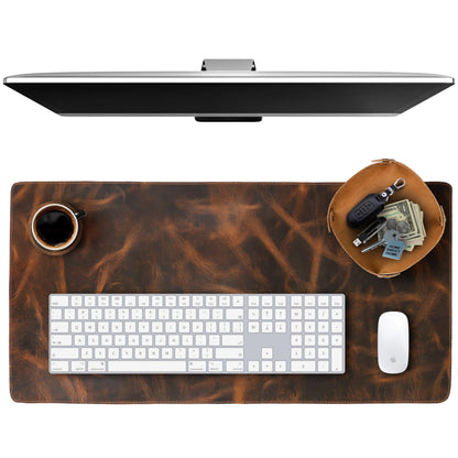 ELIZO Leather Desk Pad Real Leather Desk Mat Desk Cover Desk Blotter Desk Protector Large Computer Mat for Keyboard Gaming Mouse Pad (2-Layer 3mm) Table Laptop Mat Office Desktop Accessories
