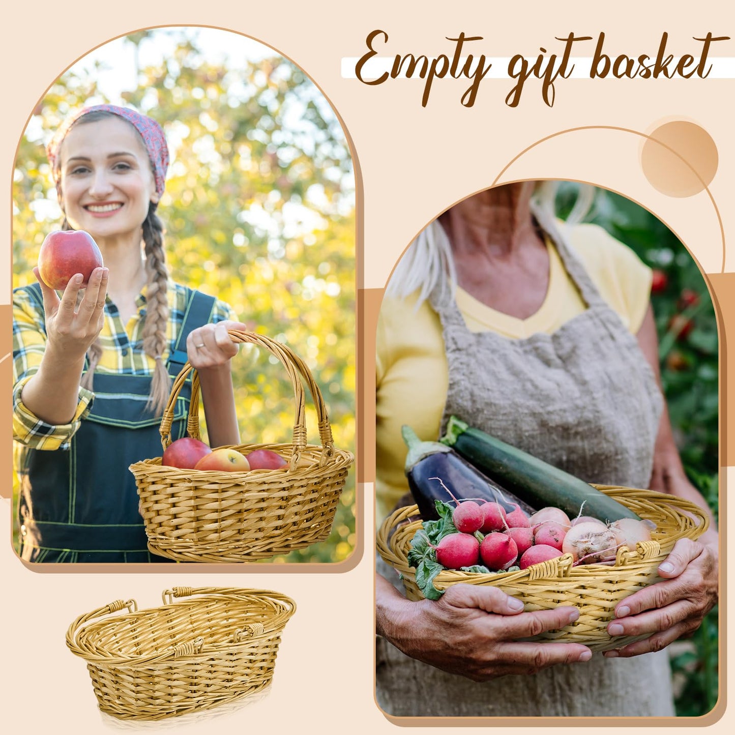 Sintuff 6 Pcs Small Wicker Picnic Basket with Handle 12.6 x 8.27 x 3.15 Inches Oval Willow Woven Braided Gifts Basket for Fruit Bread Snack Garden Wedding Harvest Gathering Party Storage Decor