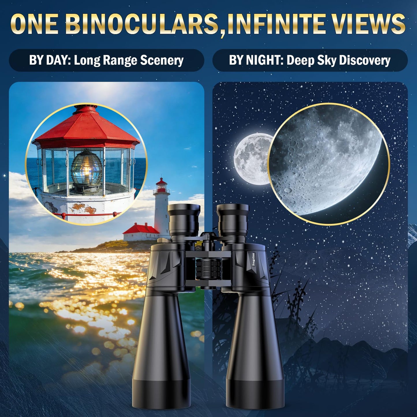 Sogries15-35x70 Professional Zoom Binoculars, Large Aperture Astronomy & Long-Range Observation, Ultra-HD FMC Lens & BAK4 Porro Prism, Aircraft-Grade Aluminum Chassis, Tripod Adaptable for Stargazing