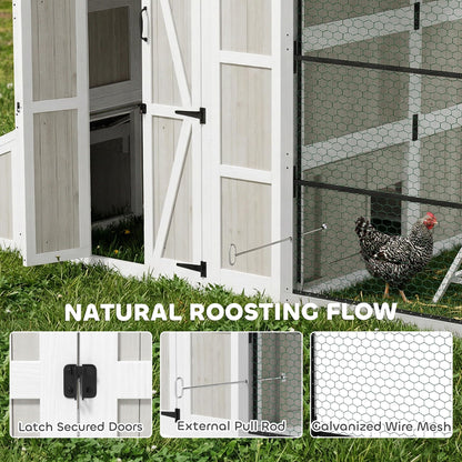 PawHut 212" L Large Chicken Coop for 10-15 Hens, Walk-in Outdoor Chicken House with Shovel, Run, Nesting Box, Weatherproof Roof, Perches, Wooden Hen House Poultry Cage for Ducks, Rabbits