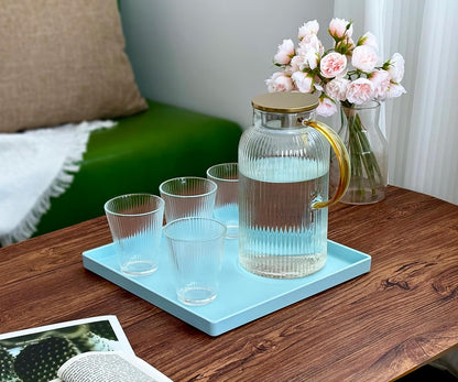 11 Inch Blue Square Plastic Tray - Organizer Tray for Bathroom Vanity, Dresser, Coffee Table, Nightstand | Decorative