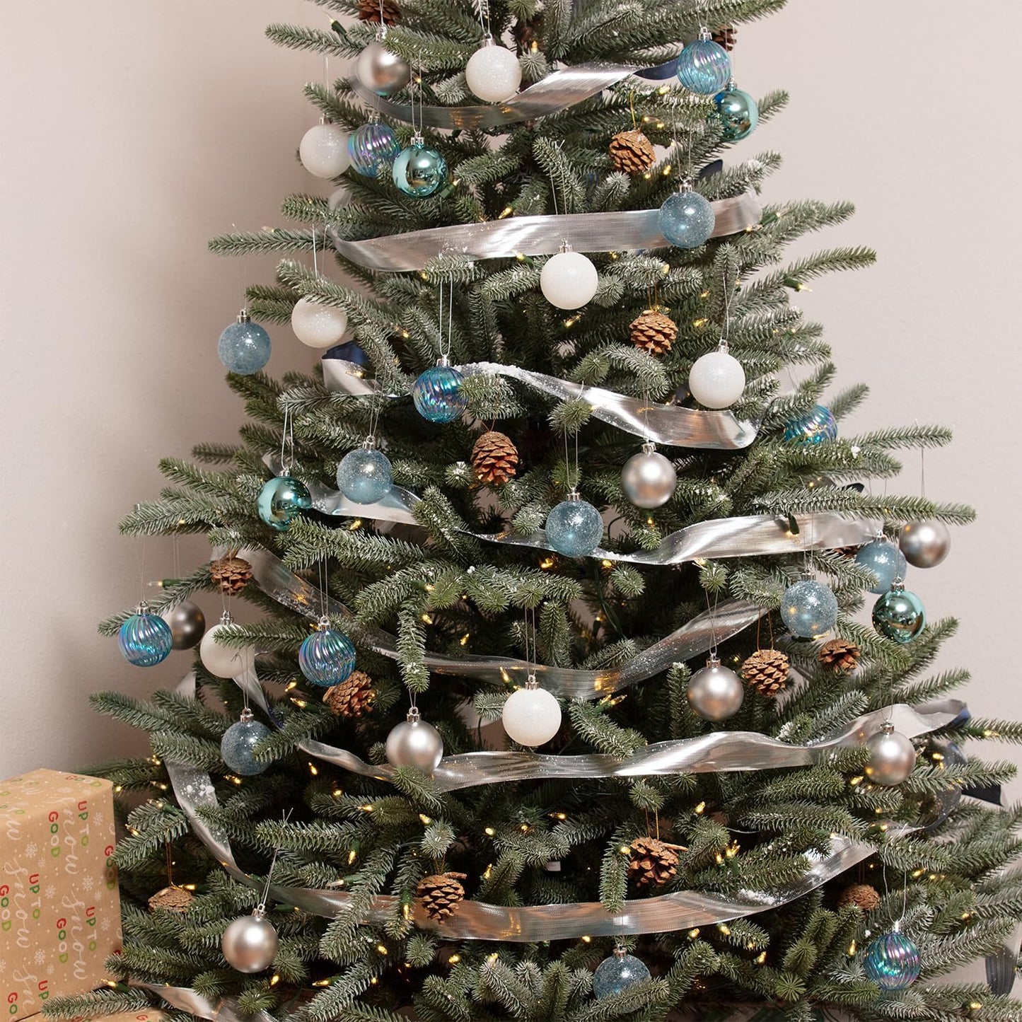 Every Day is Christmas Ornaments - Shatterproof Christmas Tree Ornament Set, 50 Count (2.24"/57mm, Blue Silver)