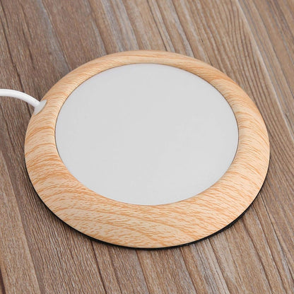 USB Wood Grain Cup Warmer with USB Cable, Electric Drink Plate Tea Mat Coffee Warmer Pad for Home Use