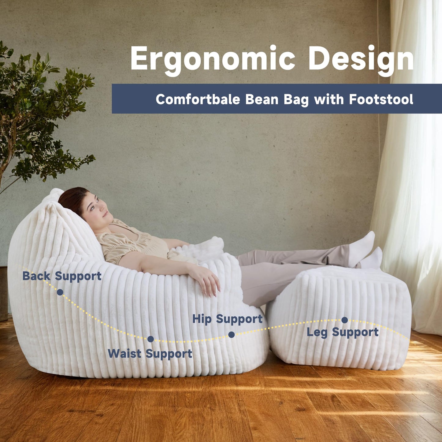 Oversized Bean Bag Chair for Living Room Furniture Bean Bag Chairs for Adults- Small Couch & Lounge Accent Chair for Living Room Chairs or Bedroom