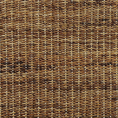 Pemberly Row Coastal Wood/Rattan King Platform Bed, Natural Brown Finish, Handwoven Banana Leaf, Matte Black Feet, 53.75" H x 82.5" W x 86" D, Includes Headboard/Footboard, Rustic Bedroom Furniture