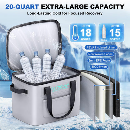 Ice Machine for Knee After Surgery, Portable Cold Therapy Machine, Knee Replacement Recovery System with Programmable Timer, 3 Speeds & 18 Hours Cooling, Pain Relief for Injuries Recovery