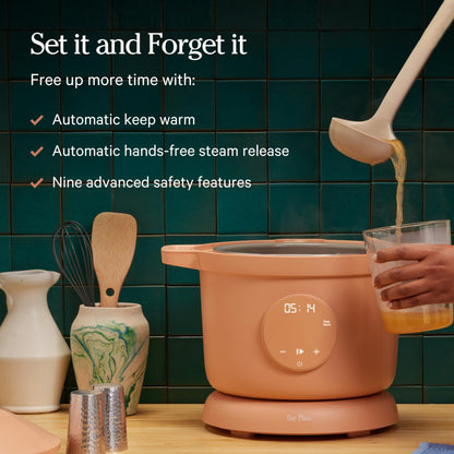 Our Place Dream Cooker | 6 Qt Ceramic Nonstick Multicooker & Pressure Cooker with Touchscreen Controls & Auto Steam Release | 4 Modes: Pressure Cook, Sauté/Sear, Slow Cook & Warm | Blue Salt