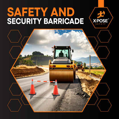 Xpose Safety Reflective Retractable Barrier for Traffic Cones – 6 Pack, Orange/White, Expandable 72″–120″ for Construction, Parking & Crowd Control