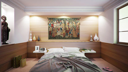C Charlotte Home Furnishings Inc Vendages II Belgian Tapestry Wall Hanging | Viscose Cotton and Polyester Blend Wall Art | 69 in. x 105 in | Home Decor Accents