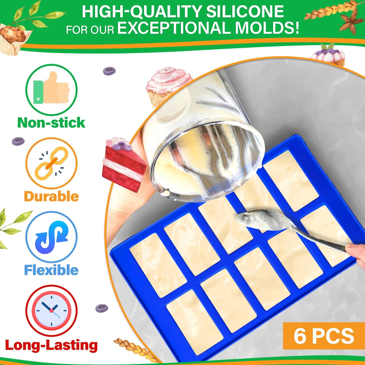 6 Pcs Robot & Bricks Silicone Molds for Chocolate – Non-Stick, Heat-Resistant & Easy to Clean – Chocolate Molds Silicone Design for Baking, Ice, Gummy, Candy & Cake Decorating – Fun DIY Kitchen Tool