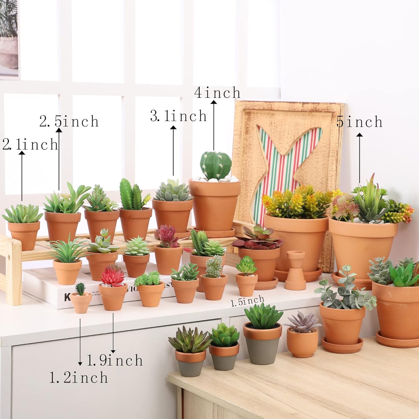 Yishang 2 Inch Mini Terracotta Clay Pots - Pack of 9 Small Hand Craft Nursery Plant Pot for Succulent Cactus