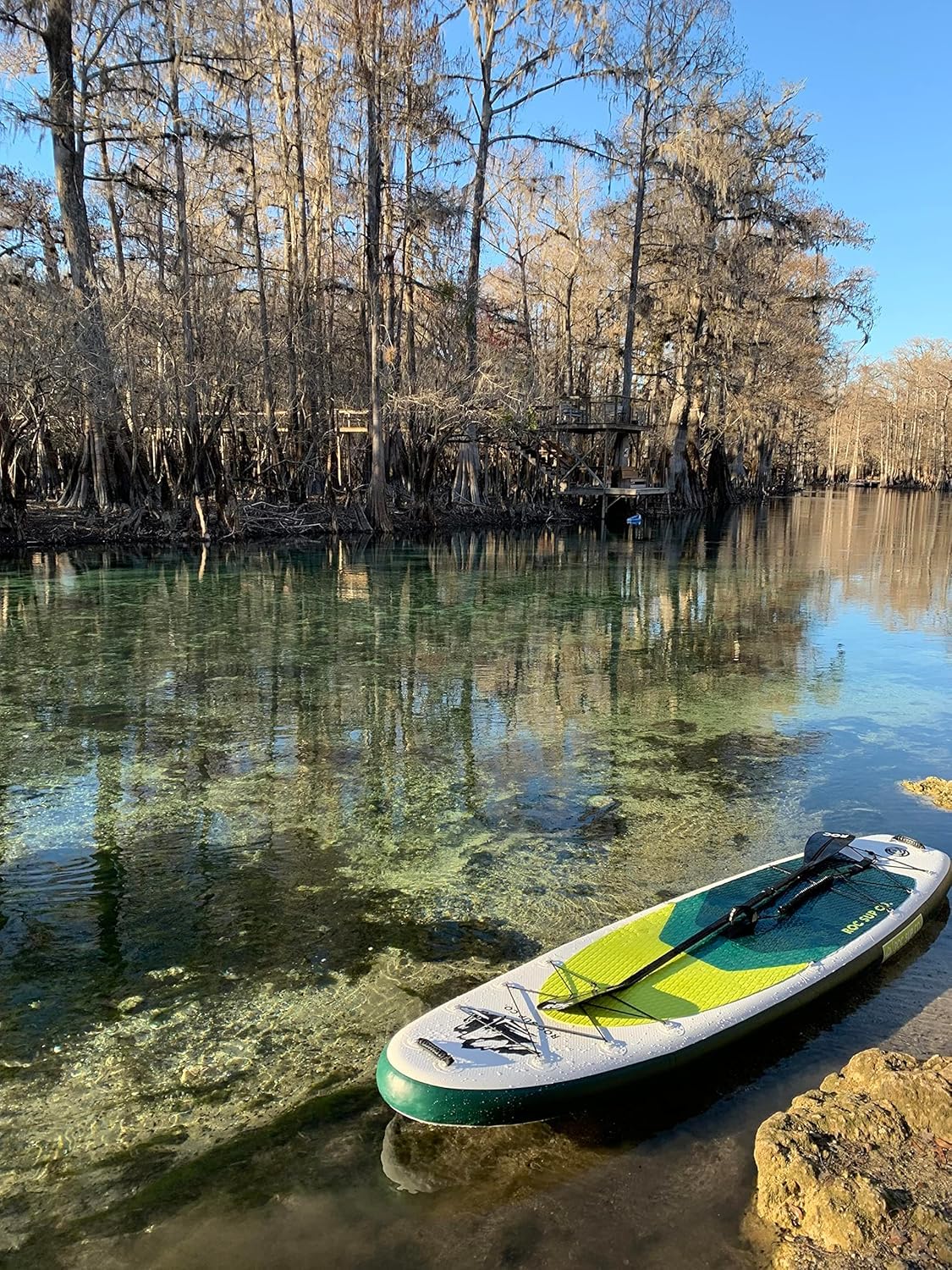 Roc Inflatable Stand Up Paddle Board 10' 6" with Premium SUP Paddle Board Accessories, Wide Stable Design, Non-Slip Comfort Deck for Youth & Adults (Lime W/Kayak Seat)