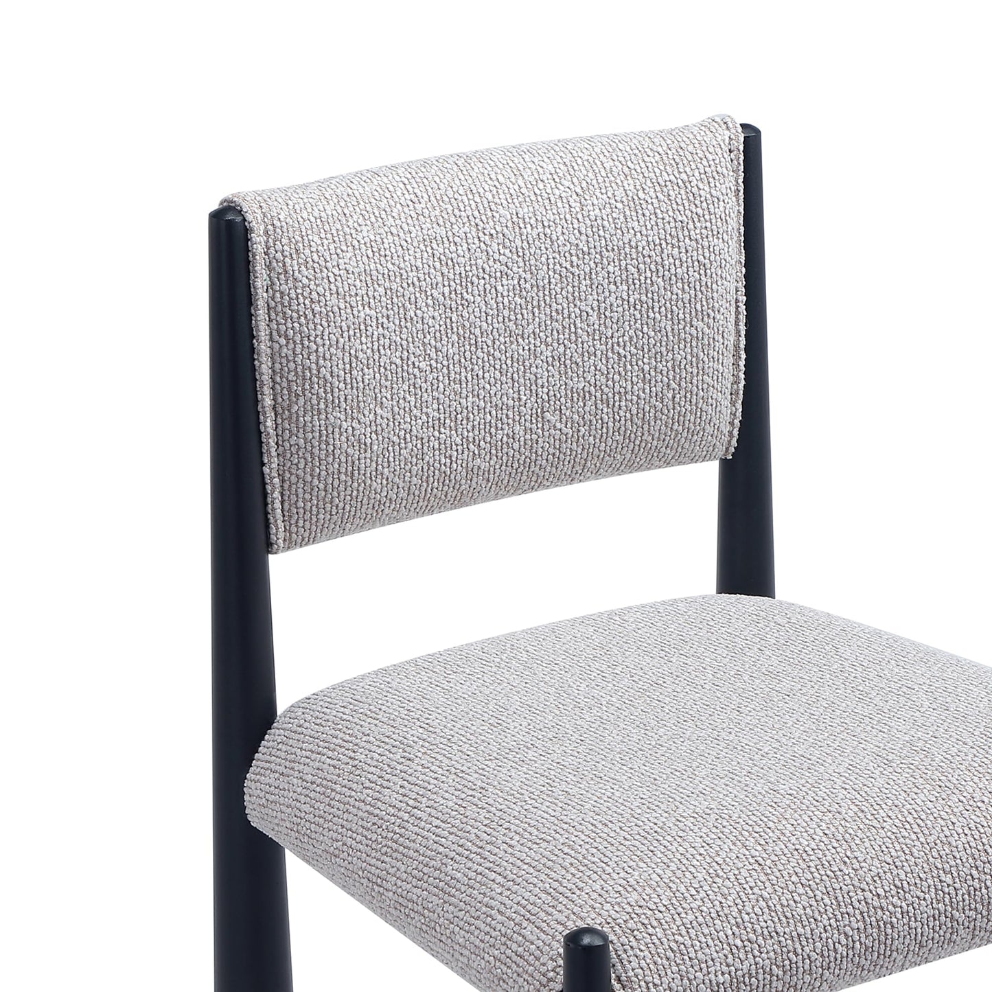 Manhattan Comfort Lennor Dining Chairs Set of 2, Upholstered in Boucle Fabric, Side Seating with Metal Frame, Mid Century Modern Accent, Fully Assembled Furniture, Champagne
