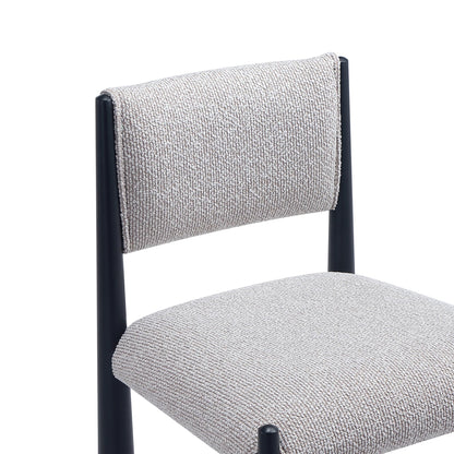 Manhattan Comfort Lennor Dining Chairs Set of 2, Upholstered in Boucle Fabric, Side Seating with Metal Frame, Mid Century Modern Accent, Fully Assembled Furniture, Champagne