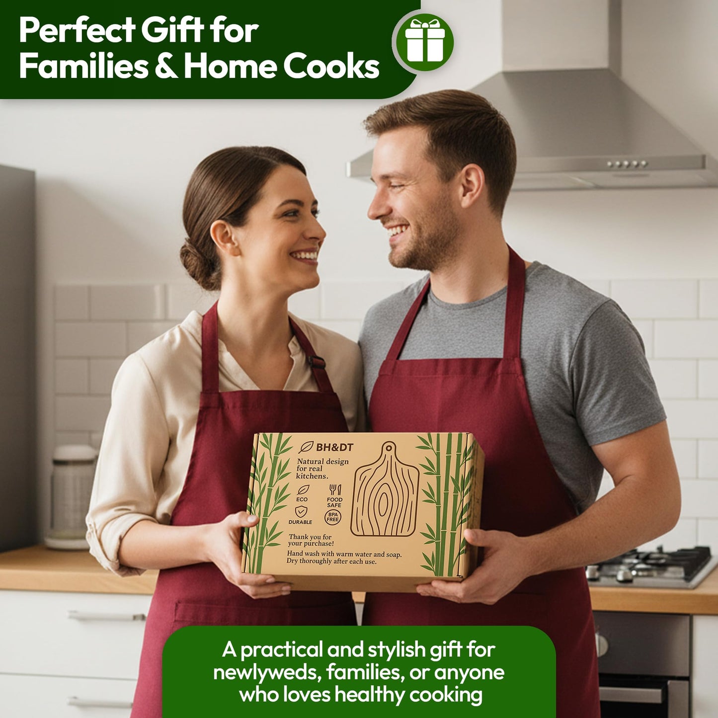 BH&DT Cutting Board Set, Bamboo Cutting Boards for Kitchen with Juice Groove,Multipurpose Board for Food Prep and Serving meat cutting board,cutting,boardgift set,wood board,bamboo cutting board set.