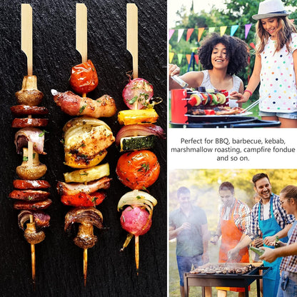 PFIEIFPO Bamboo Skewers 12 Inch,200 PCS Cocktail Skewers, Wooden Skewers for Appetizers，BBQ，Fruit Kabobs，Sandwich，Drink.…