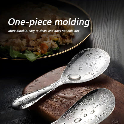 Comicfs Rice Paddle Spoon 304 Stainless Steel Thickened Rice Spoon Rice Spatula Non Stick Rice Scooper for Rice Mashed Potato Salads, Apply for Kitchen Home Restaurant Hotel Serving (1Pc, Bright)