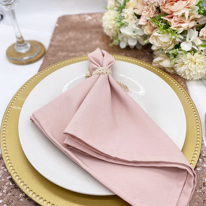Your Chair Covers - 10 Pack 20 Inch Blush Cloth Polyester Napkins – Washable Dinner Fabric Napkins with Hemmed Edges for Weddings, Restaurants & Special Events