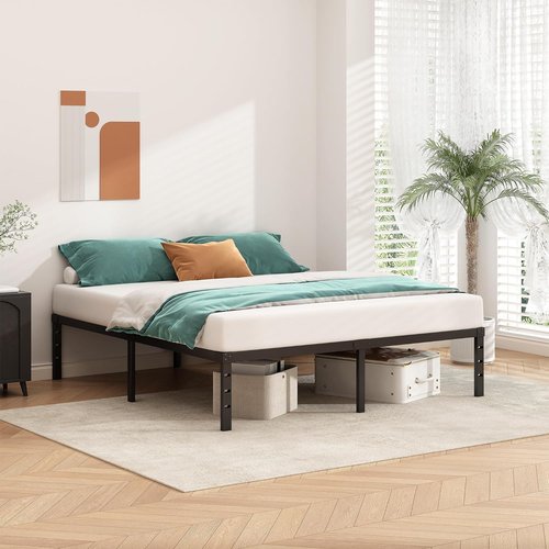 HLIPHA Metal Platform Bed Frame - 18 Inch Tall Queen Size | Heavy Duty Support Slats, Easy Assembly, Black