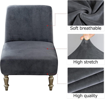 2 Armless Armless Leorate Pcs Velvet Chair Slipcover, High Stretch Slipper Chair Cover, Removable & Washable Accent
