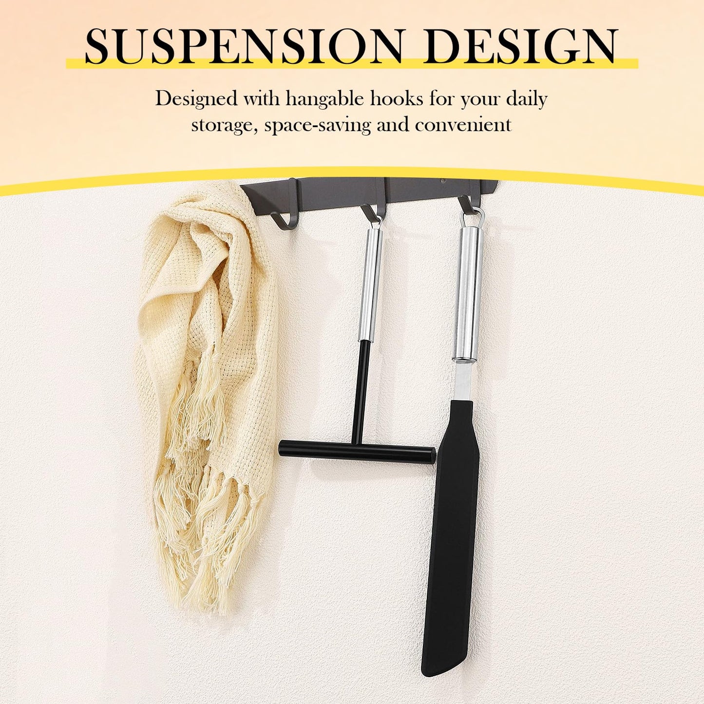 Crepe Spreader and Spatula Set - 2Pcs Stainless Steel T-Shaped Crepe Maker Tool with Nylon Handle, Even Thickness Distribution, Hanging Hole for Easy Storage for Baking and Cooking