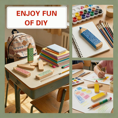 12 Pcs Pencil Shaped Wooden Cutouts Unfinished Pencil Shaped Table Signs Back to School Table Decor for First Day of School Classroom Office Party Decor DIY Art Craft, 4.7 Inches