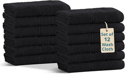 12 Pack 100% 13"x13"- Casa Platino Washcloths - Ringspun Cotton Washcloths - Soft Textured, Well Stitched, Lightweight