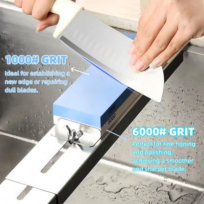 1000/6000 Grit Whetstone Knife Sharpening Stone, Bellairis Portable Knives Sharpener Waterstone with Non-Slip Rubber Base for Kitchen, Outdoor, Afilador de Cuchillos de Cocina