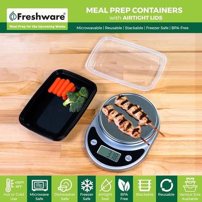 Freshware Meal Prep Containers - 50 Pack BPA-Free Food Storage with Lids | Stackable & Microwave Safe (16 oz)