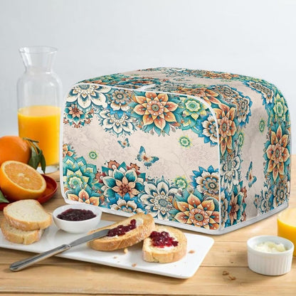 Quilted Boho Toaster Oven Covers, 4 Slice Kitchen Small Appliance Covers, Universal Size Dustproof Cover for Women Gift