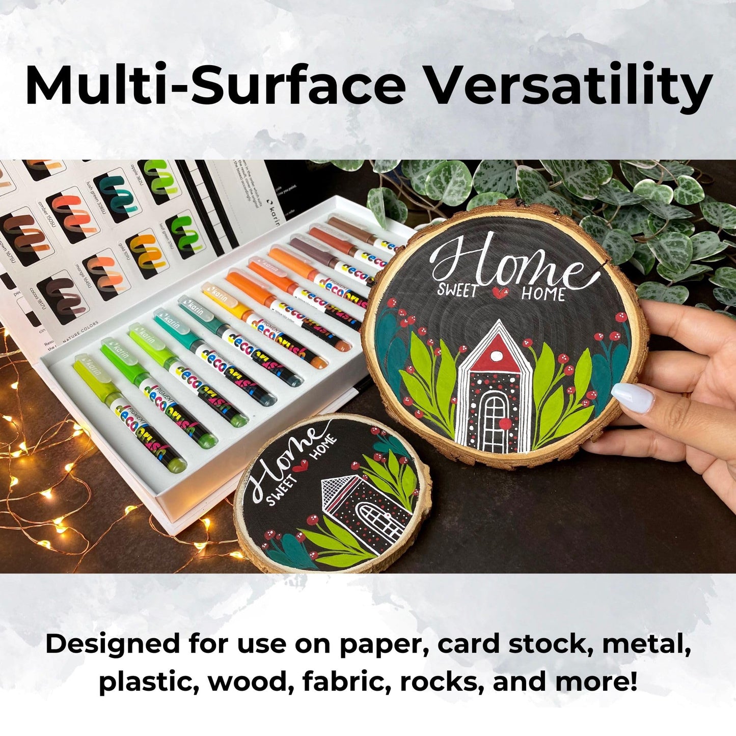 Karin Pigment Decobrush Acrylic Paint Markers, 84 Piece Master Set, Brush Tip, Acrylic Markers Set, Opaque, Lightfast & Waterproof Paint Pens for Wood, Fabric, Canvas, Rock Painting and More