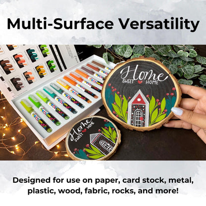 Karin Pigment Decobrush Acrylic Paint Markers, 84 Piece Master Set, Brush Tip, Acrylic Markers Set, Opaque, Lightfast & Waterproof Paint Pens for Wood, Fabric, Canvas, Rock Painting and More