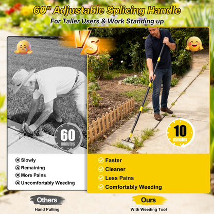 Garden Flat Shovel,60” Ice Scraper,Snow Shovel for Driveway, Stainless Steel Multifunctional Cleaning Shovels Chopper Floor Scraper for Outdoor Walkway Car Snow Ice Weeds Moss Removal
