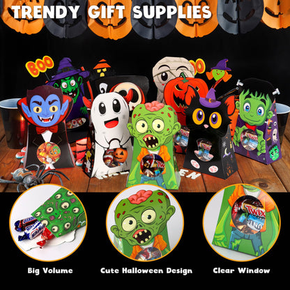 Giiffu 54Pcs Halloween Treat Boxes with Window 6x4x2 Inch