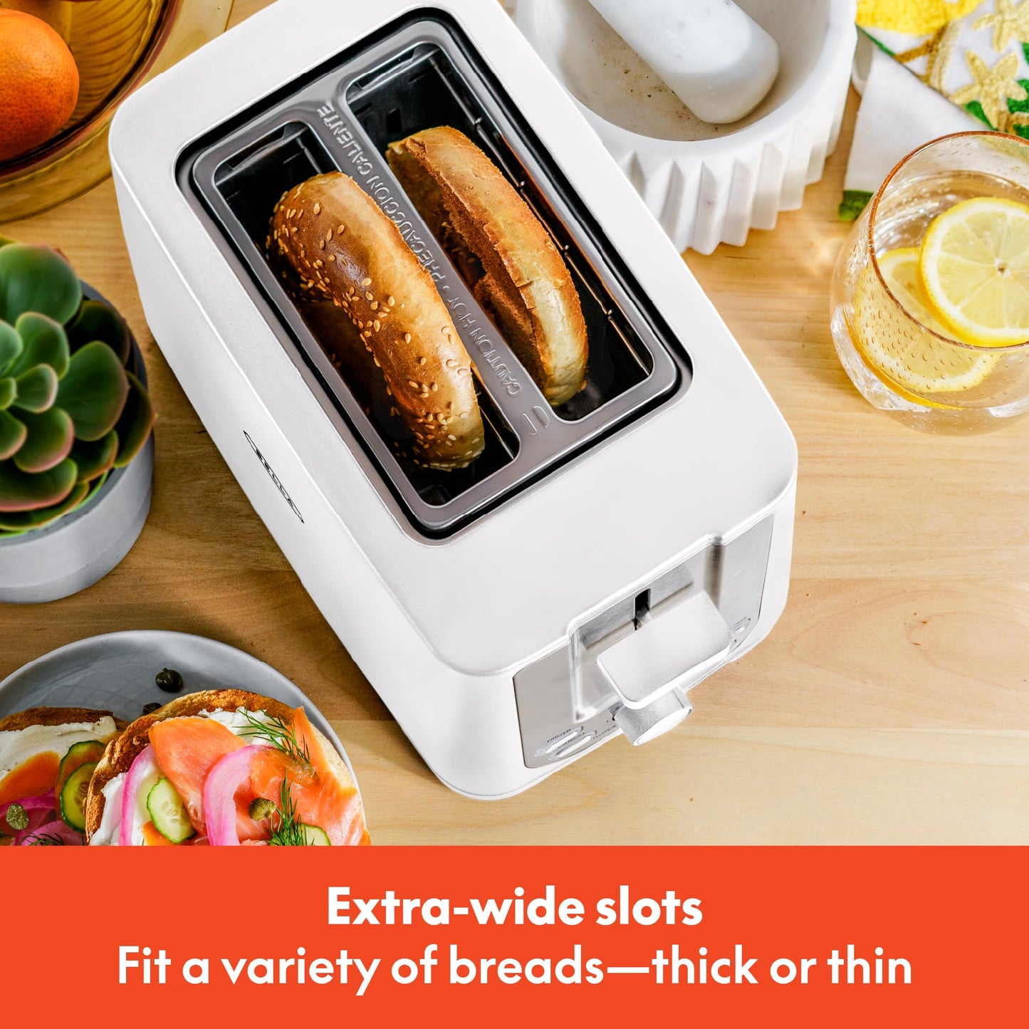 bella 2 Slice Toaster with Auto Shut Off - Extra Wide Slots & Removable Crumb Tray and Cancel, Defrost & Reheat Function - Toast Bread, Bagel & Waffle, White
