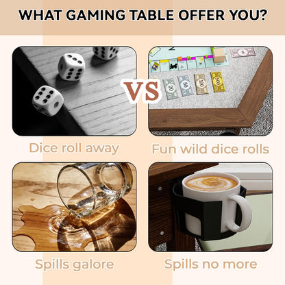 ComeWay Board Game Table with Rotating Cup Holders for 6 Players, Hexagon Gaming and Dining Table with Removable Table Top & Non-Slip Play Mat, Multifunctional Table with for DND/Poker/Card Games