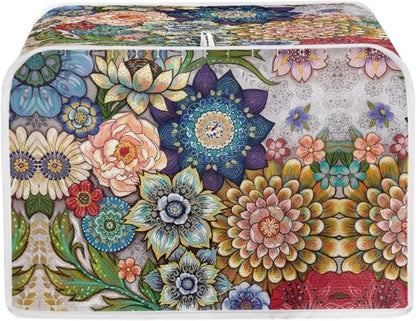 Bright Blossoms Toaster Covers 4 Slice, Dustproof Fingerprint Protectors and Greasy Protection, Anti-sputtering Machine