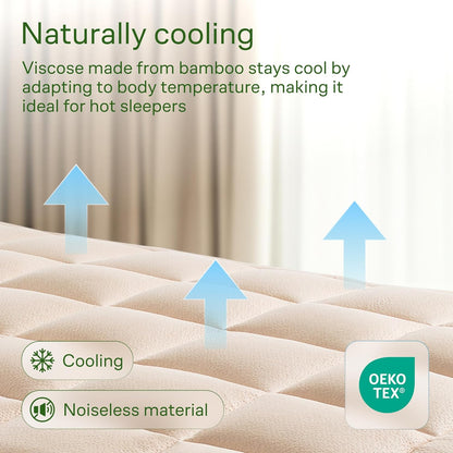 Niagara Sleep Solution Ultra Soft Mattress Topper - Bamboo Viscose Pillow Top for Back Pain Relief | California King, Beige