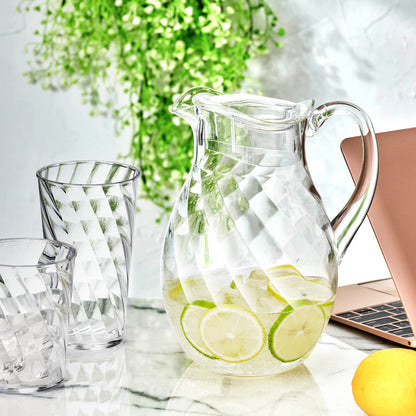 Amazing Abby - Bubbly Whirly - Plastic Pitcher (64 oz, 2 Quart), Clear Water Pitcher with Lid, Fridge Jug, BPA-Free, Shatter-Proof, Great for Iced Tea, Sangria, Lemonade, Juice, Milk, and More