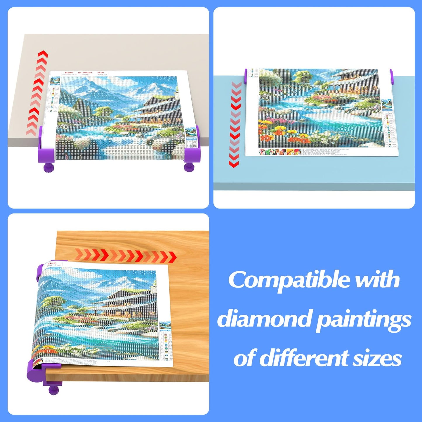 GFYYBKJ Diamond Painting Canvas Table Clamp Set, Diamond Painting Canvas Roll Holder, Diamond Art Kits and Craft Accessories for Adults, Gift for DIY Diamond-Painters(Purple)