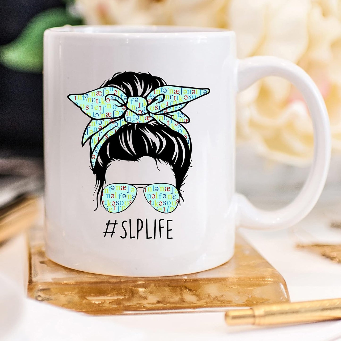 YouNique Designs Speech Language Pathology Mug, 11 Ounces, White Coffee Cup for Women, Speech Pathologist Gift