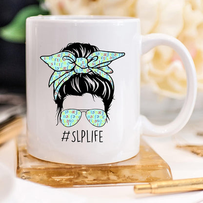 YouNique Designs Speech Language Pathology Mug, 11 Ounces, White Coffee Cup for Women, Speech Pathologist Gift