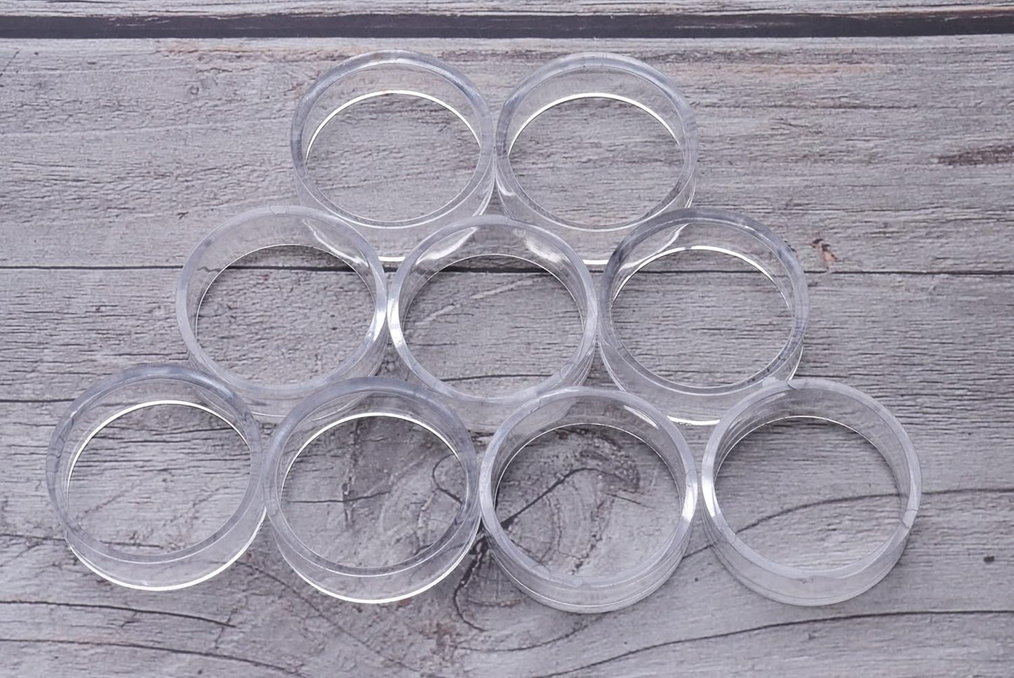 sowaka 9 Pcs Acrylic Clear Small Round Baseball Ring Stands, Easel Holders for Soft Ball, Tennis Ball, Spheres, Marbles