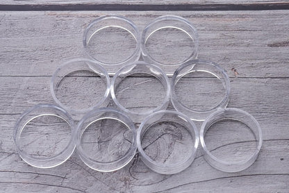 sowaka 9 Pcs Acrylic Clear Small Round Baseball Ring Stands, Easel Holders for Soft Ball, Tennis Ball, Spheres, Marbles