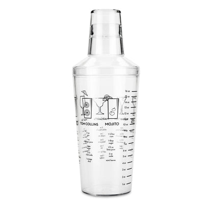 True Maraca Cocktail Shaker with Built In Strainer, Drink Mixer with 7 Classic Drink Recipes & Measurements, Perfect for Game Nights, BBQ, House Party, Picnic, Home Bar Accessories, 16 oz, Set of 1