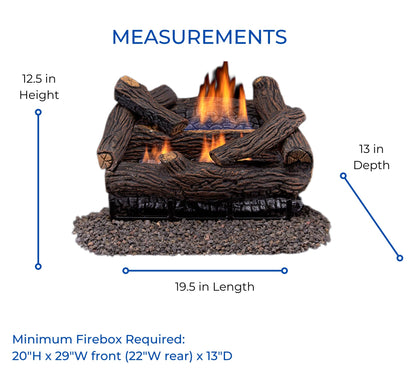 Duluth Forge DLS-18R-2 Dual Fuel Ventless Fireplace Logs Set with Remote Control, Use with Natural Gas or Liquid Propane, 30000 BTU, Heats up to 1000 Sq. Ft, Stacked Red Oak, 18 Inches